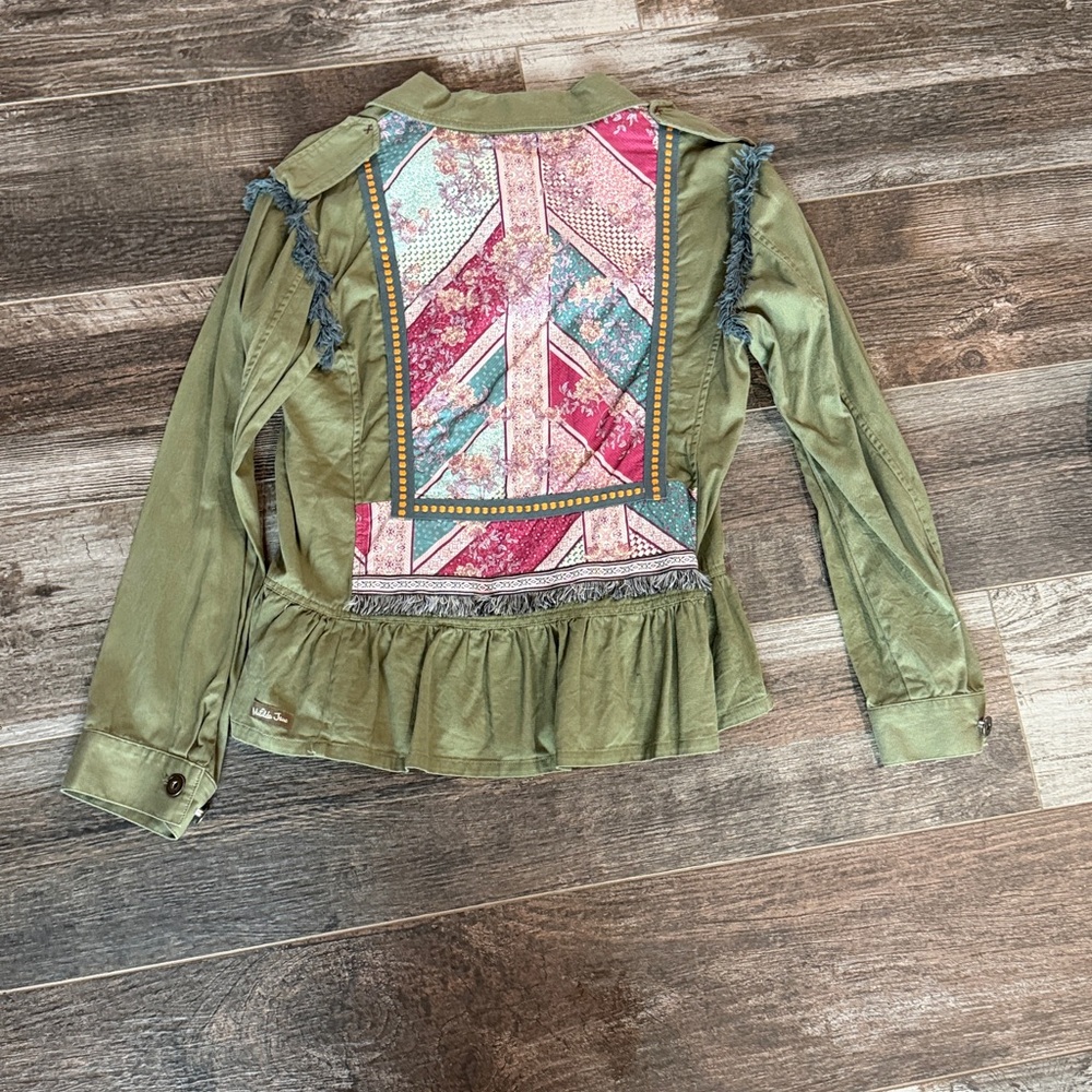 Green Ruffled Women's Jacket - Picture 2 of 2